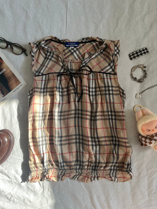 Burberry plaid babydoll top