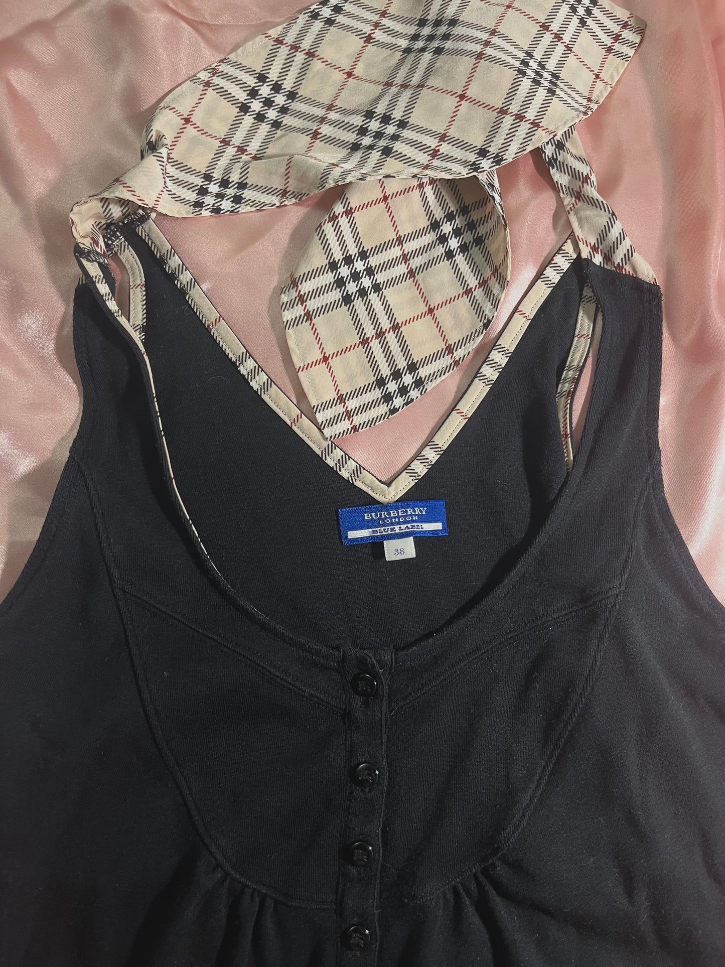 Burberry plaid bunny strap halter top