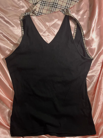 Burberry plaid bunny strap halter top