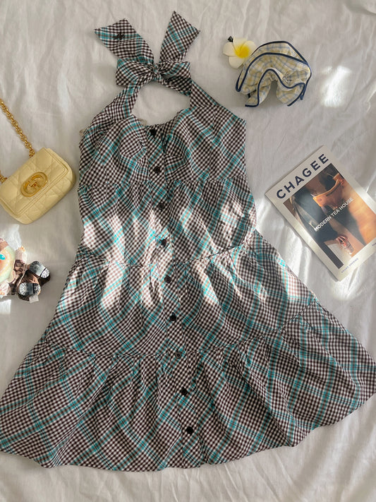 Burberry Blue Label Plaid Halter Dress