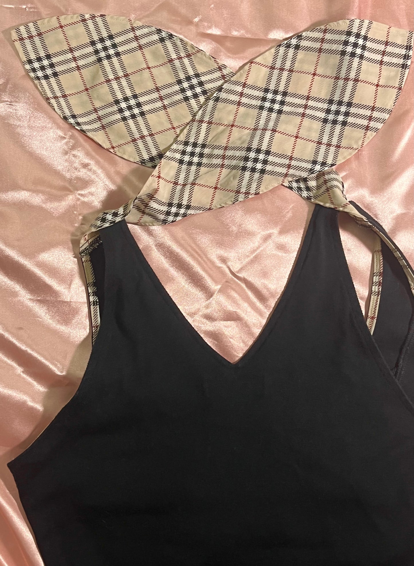 Burberry plaid bunny strap halter top