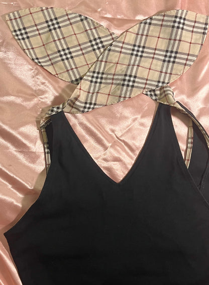 Burberry plaid bunny strap halter top