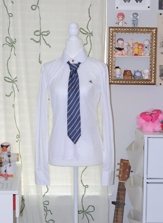 Vivienne Westwood Red Label Preppy White Shirt with Stripe Tie