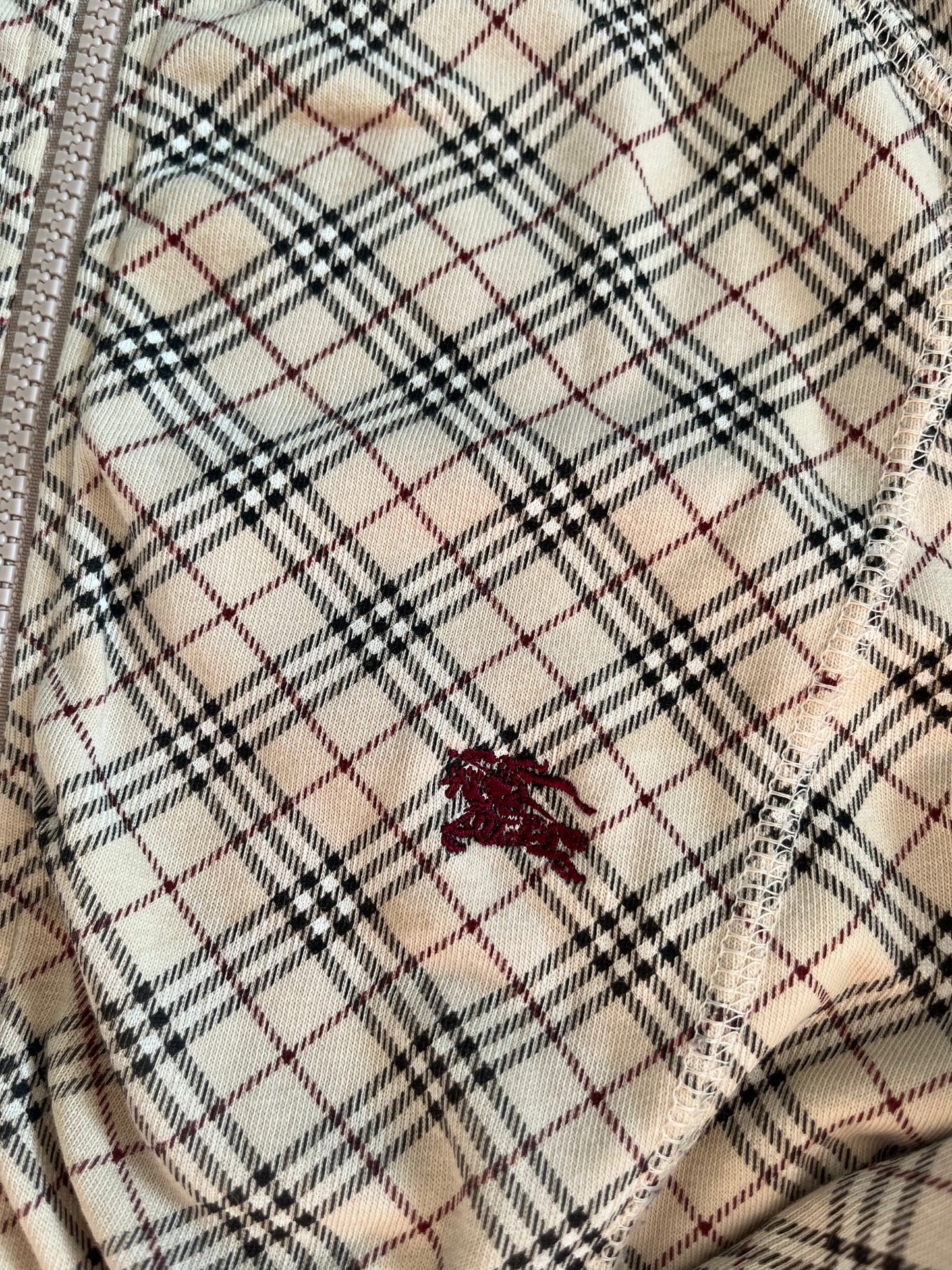 Burberry blue label multi -colored checkered long sleeve zip-up jacket