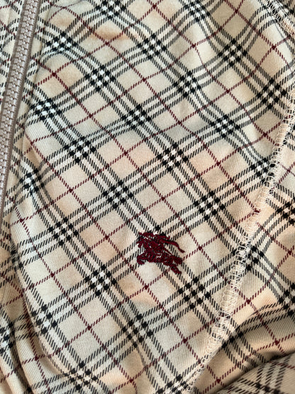 Burberry blue label multi -colored checkered long sleeve zip-up jacket