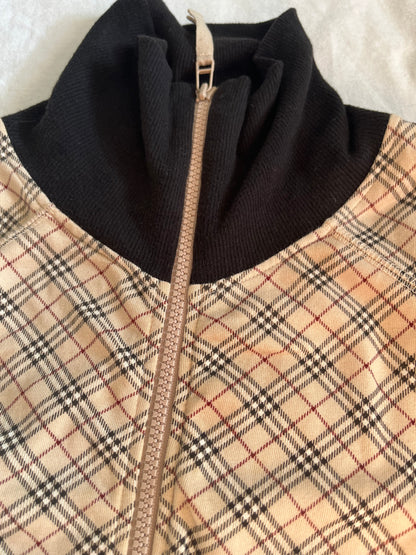 Burberry blue label multi -colored checkered long sleeve zip-up jacket